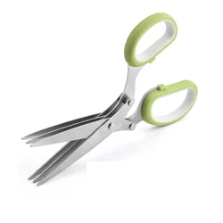 5 лезвий из нержавеющей стали, кухонные ножницы, многофункциональные ножницы для резки, ножницы для трав с защитным покрытием и чистящей расческой