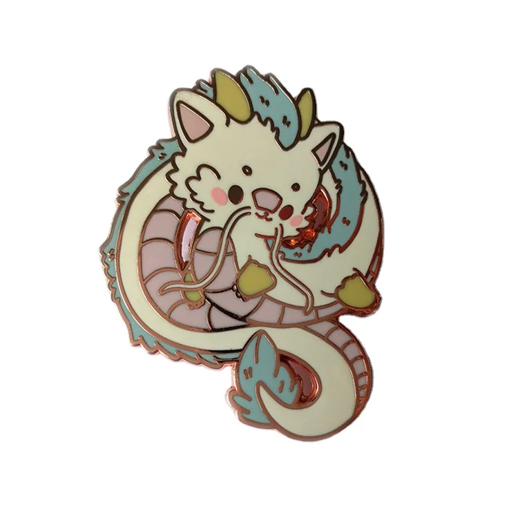 custom metallic China dragon  pin hard soft enamel badge pin