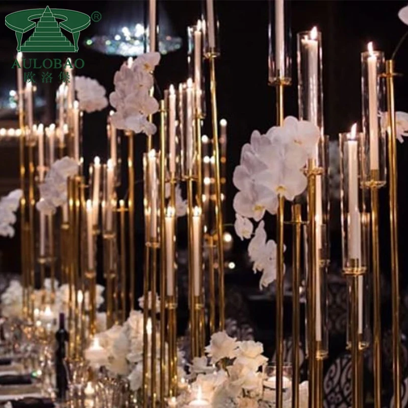 Wedding Table Centerpiece Gold Candlestick Candelabra Wedding Tall Centerpieces Chandelier Stainless Steel Golden Candle Holder