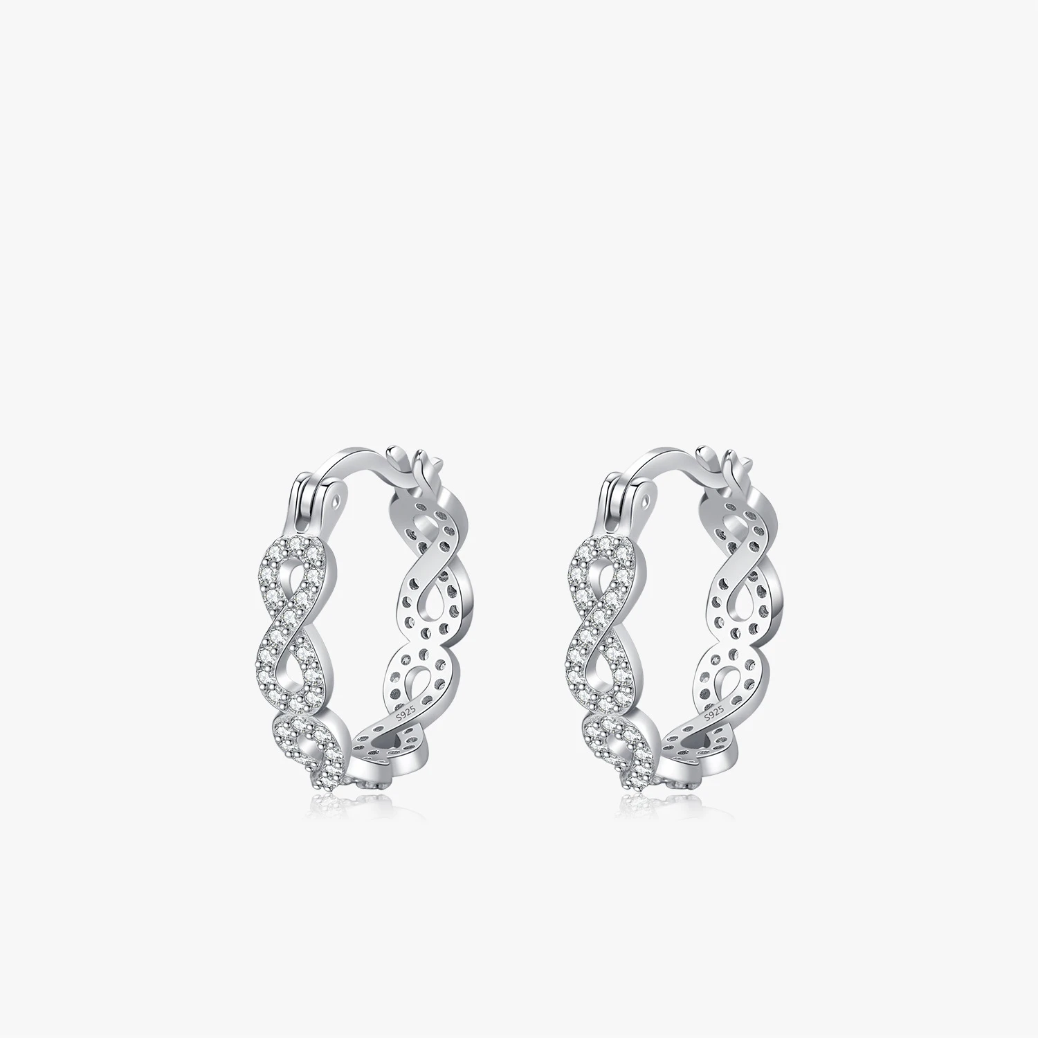 Daidan Zirconia Earrings Jewelry Earrings 925 Sterling Silver Mobius Hoop Huggie Pave Hoop Infinity Earrings