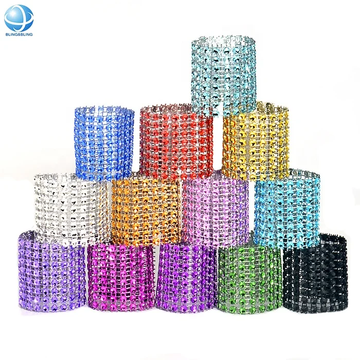  Одноразовые Круглые Кольца для салфеток со стразами Blinged на