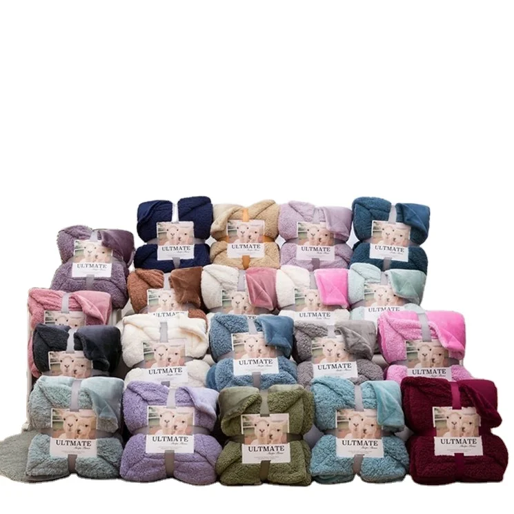 Удобное синее флисовое покрывало Sherpa, Двухслойное фланелевое одеяло