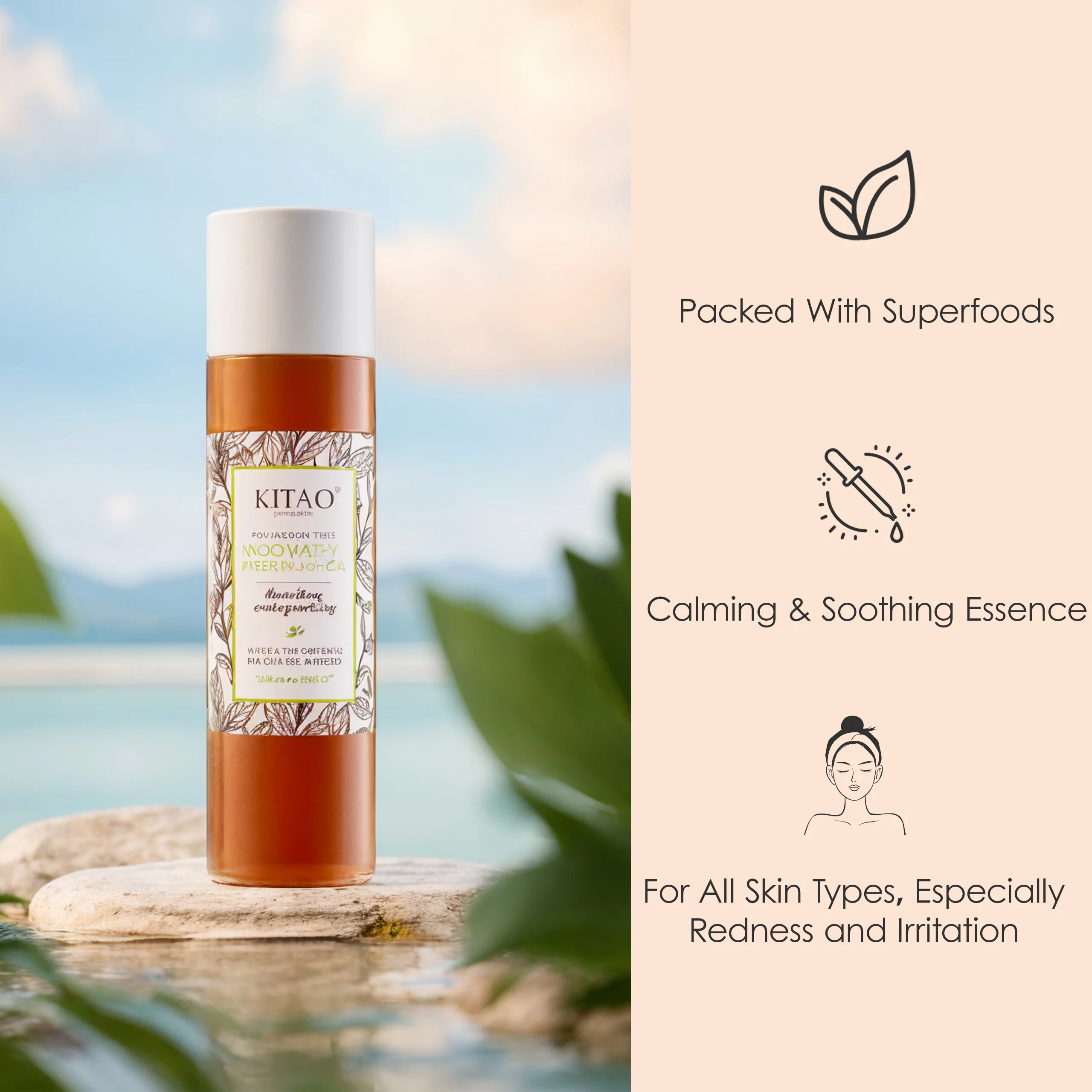 Kitao Japan Organic Uji Matcha Green Tea Facial Toner Refreshing Moisturizing Hydrating Face Body Toner Lotion For Women