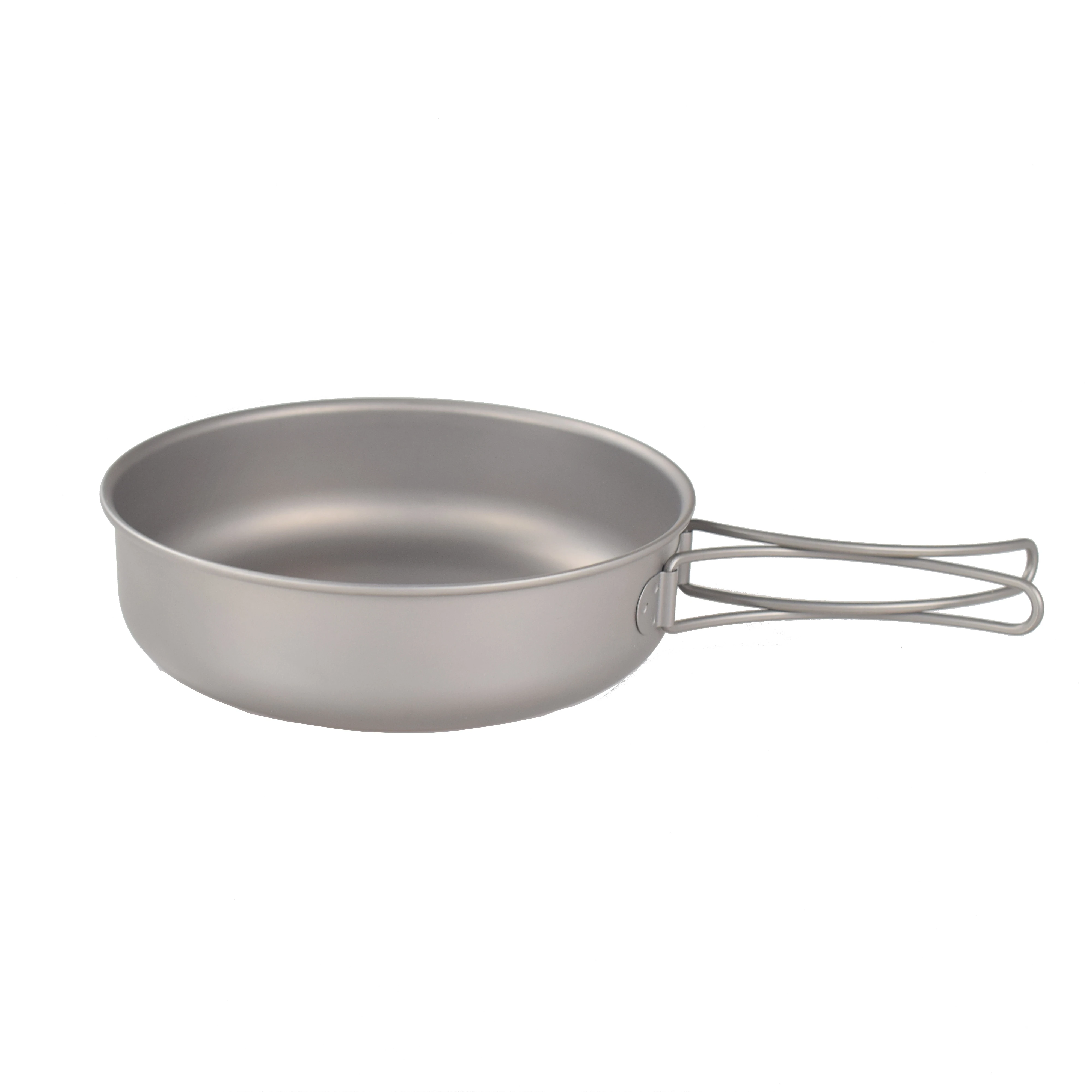 
Ultralight Titanium outdoor camping frying pan with folding handles,four sizes available, D128mm, 150mm,174mm,197mm 