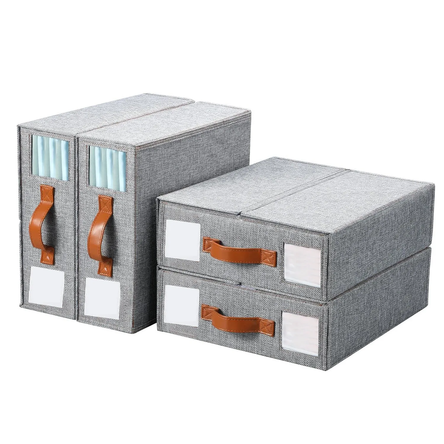 DS4090  Closet Linen Storage Box Case Blanket Bedsheet Strap Band Clothes Basket Bed Sheet Organizer Set With Handle