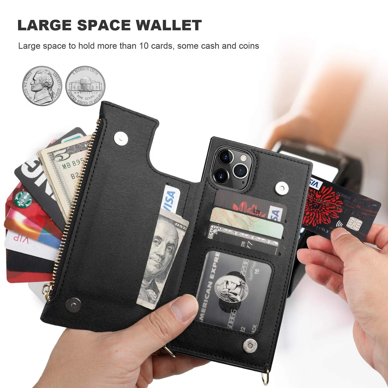 LFD1061 Fashion Wallet function cute wholesale leather silicon phone case machine 6.1 6.7 inch mobile phone bags cases