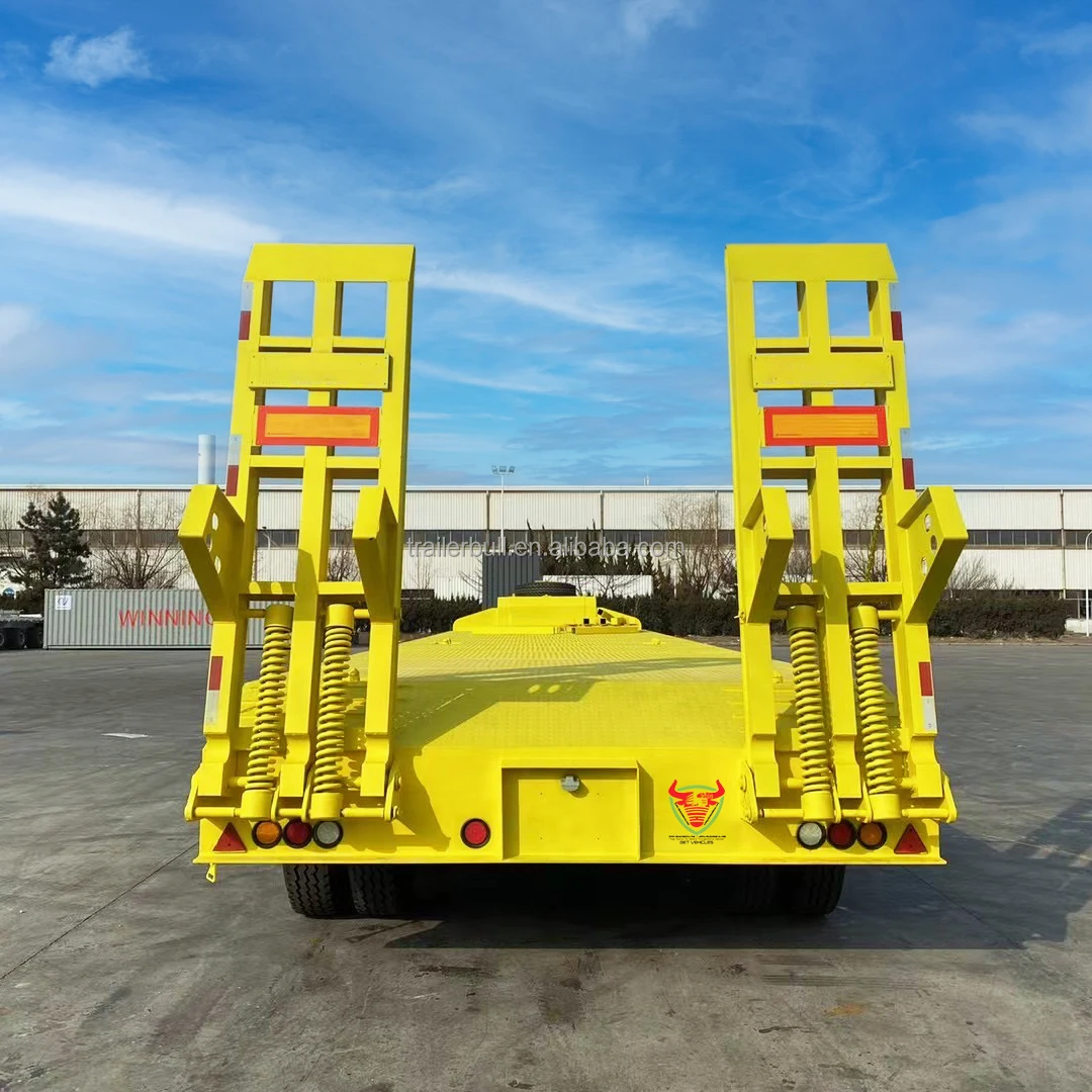 13m 60T Capacity with 3 Axles Fixed Gooseneck FGN Low Bed Trailer with 8m flat bed For Heavy Construction Machine Transit