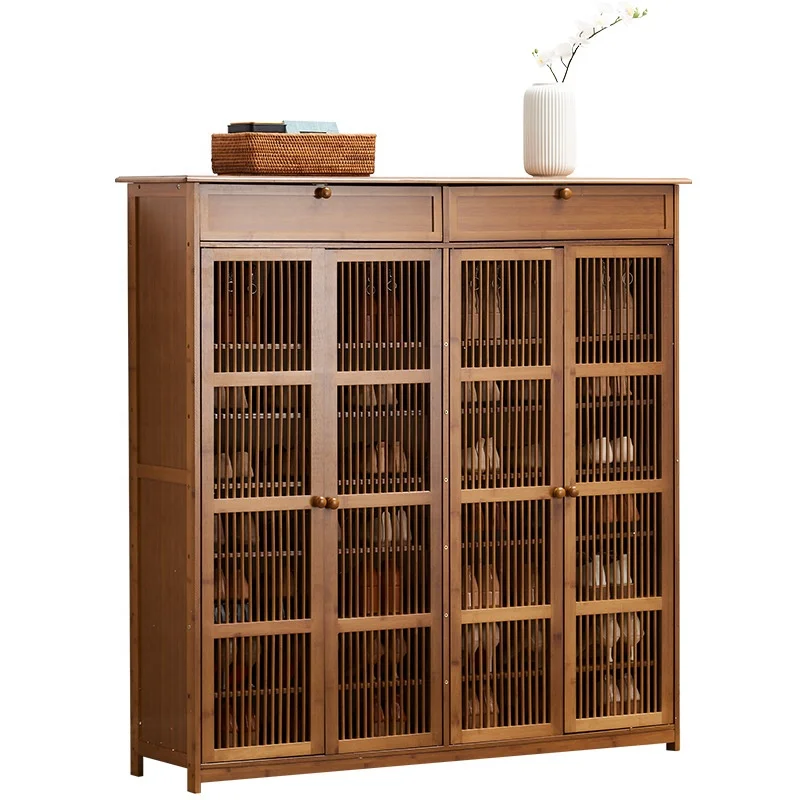 Shoe cabinet household door storage drawer cabinet dustproof shoe rack simple multi-layer economic solid wood frame