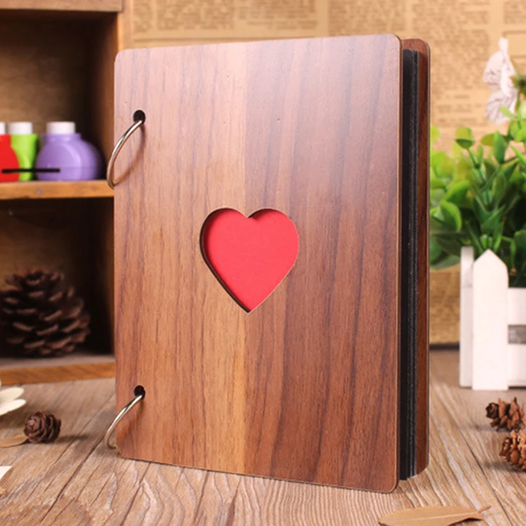 Оптовая продажа в форме сердца деревянная крышка DIY Фотоальбом 6 дюймов Гостевая Книга Альбом Свадебный фотоальбом Подарок на