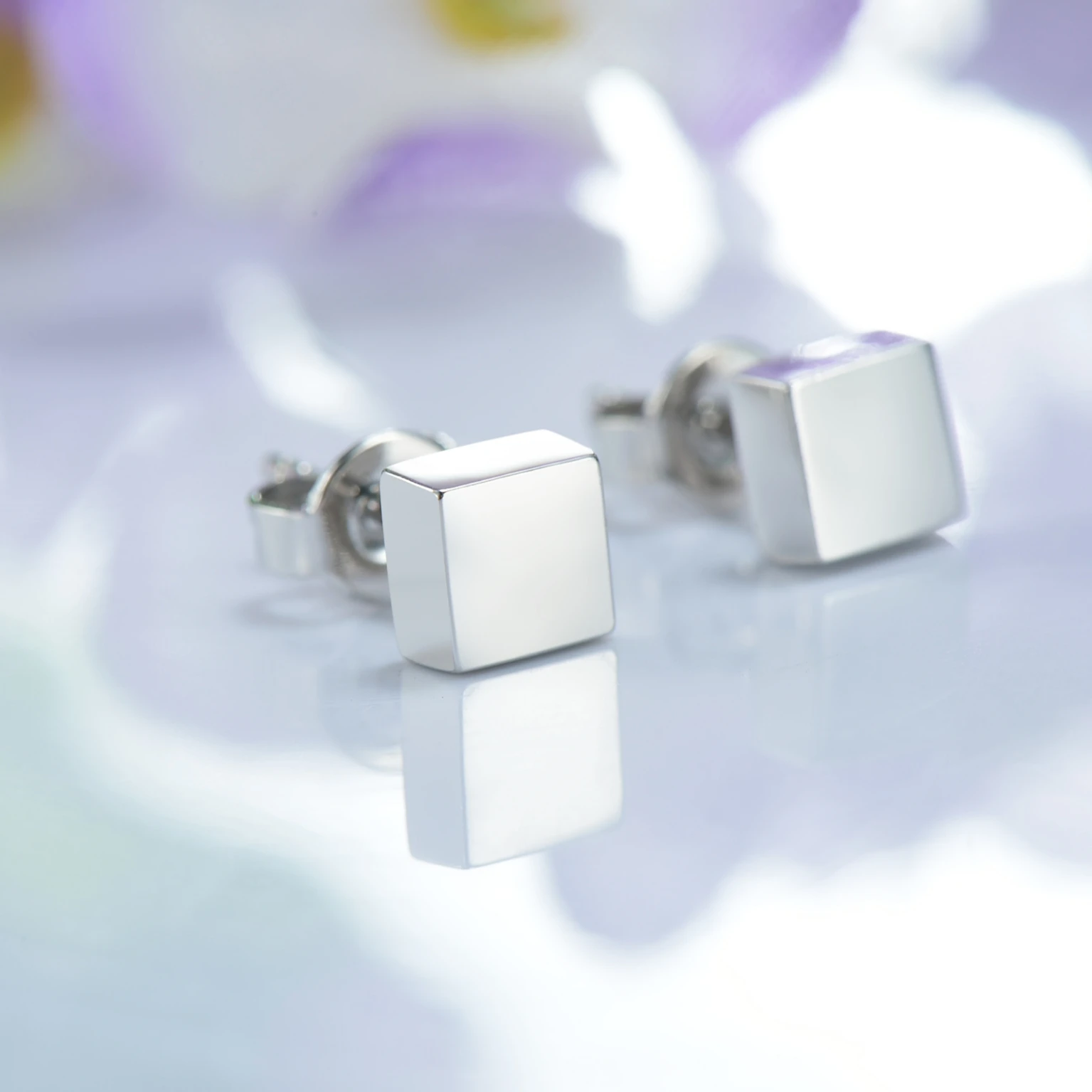 Elegant fine trendy women jewelry 925 sterling silver plain studs earrings