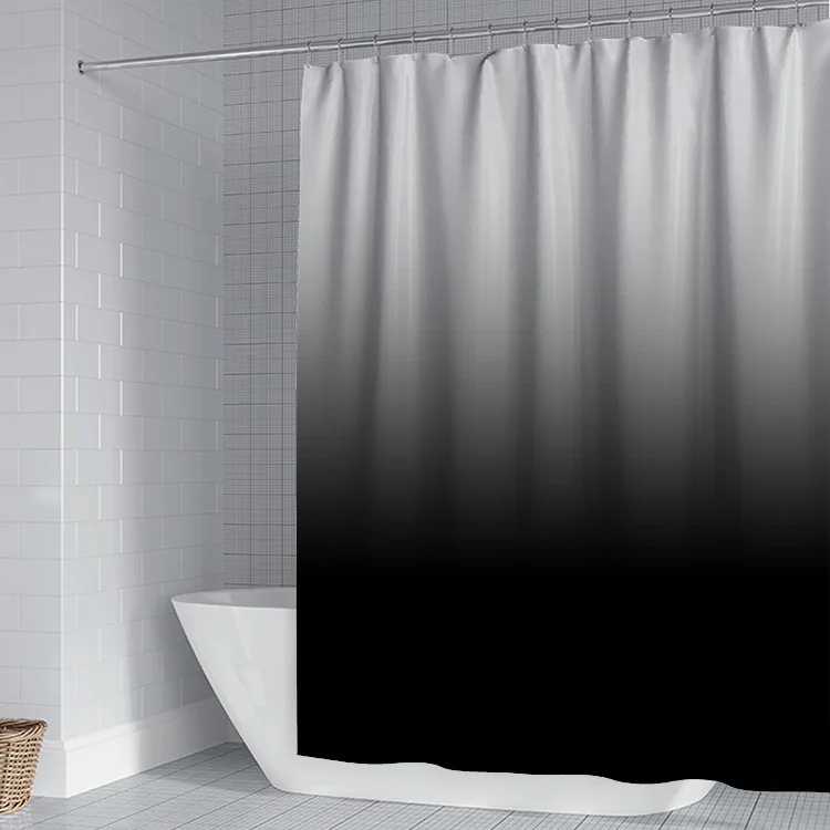Customized Size Polyester solid Gradient shower curtain Waterproof fabric Shower Curtain Mixed color shower curtain