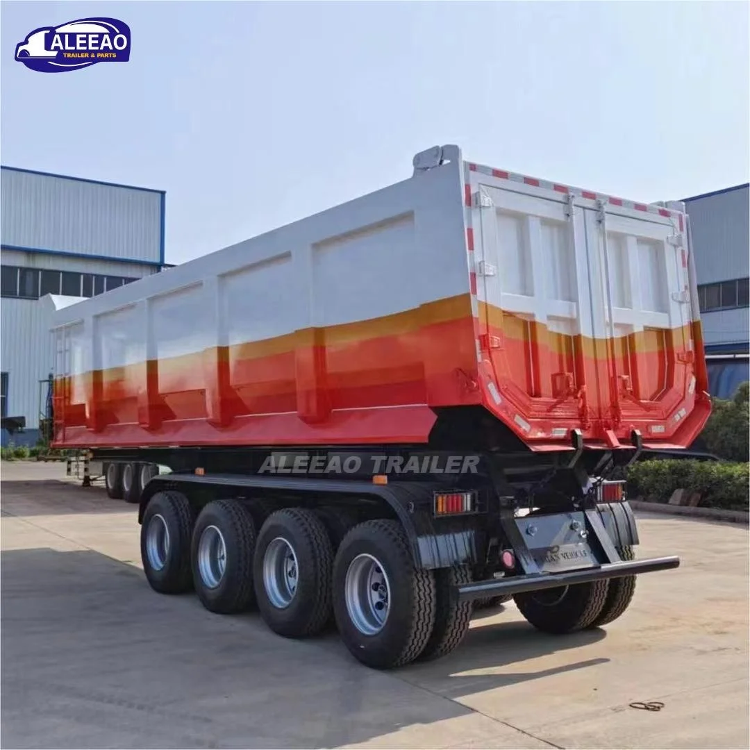 ALEEAO Hydraulic Tri-Axle U Shape End Tipper Semi-Trailer Dump Rear End Dump Semi Trucks Trailer For Sale