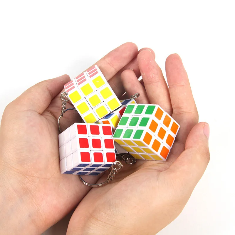 Wholesale Creative Magic Cube Cute Keychains Bag Pendant Car Key Chain Gift Toys Educational Cube Keychain gifts