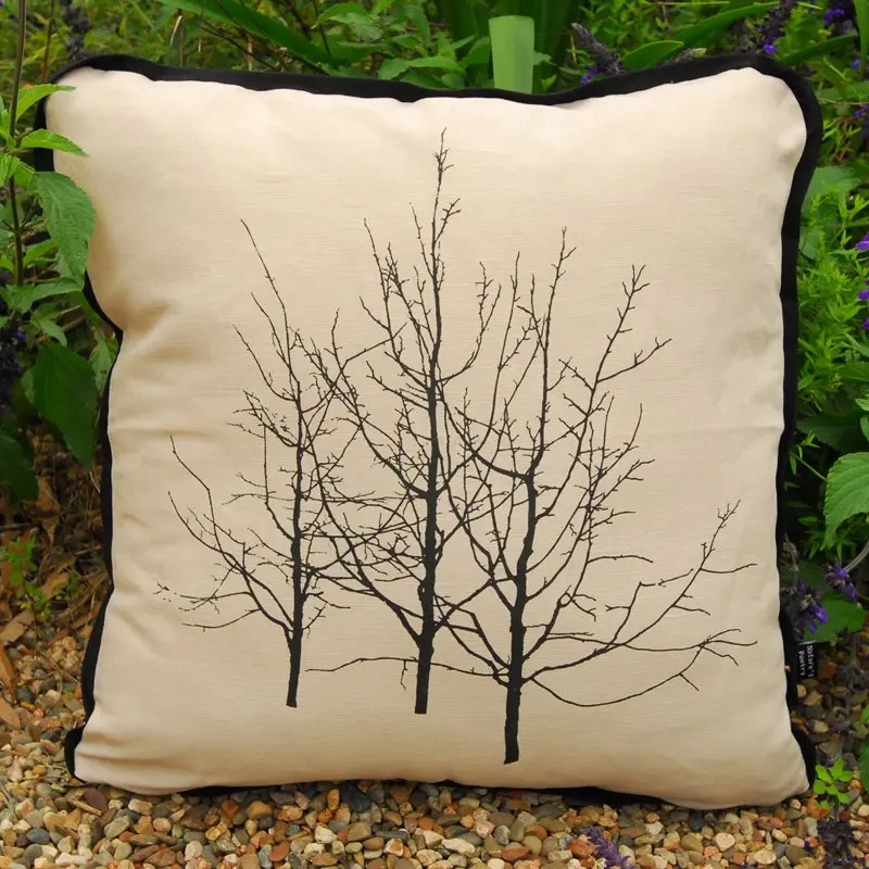 Modern Minimalist Comfortable Decorative Pillow Case Cushion Cover Tree Pattern Sofa White Square Linen Print Pillow Cover