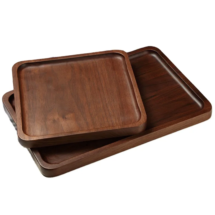 Sturdy lightweight retro simplicity american style natural black walnut solid wood plate