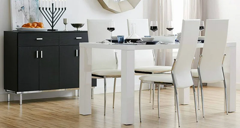 Cheap Kitchen White Chair Metal Legs Restaurant Dining Leather Chairs