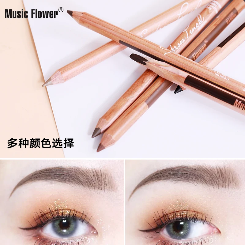 Music Flower 12pc Kit Durable Cosmetic With Brush Art 6 Colors Waterproof Longlasting Wooden Hard Formulate Eyebrow Pencil