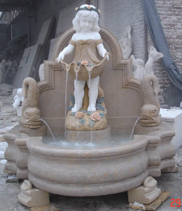 China garden ornament fountain with marble statue sculpture