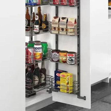 New Arrival Wire Kitchen Pantry Base Kit Pull Dish Drainer Spice Rack Pantry Cabinet Tall Unit  Pull Out Basket