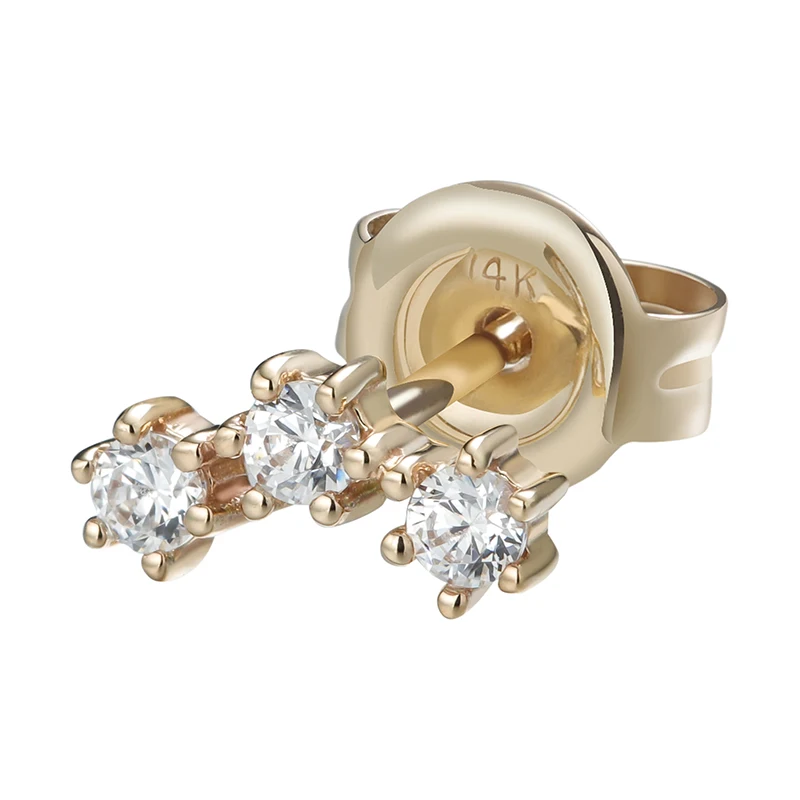 Giometal Elegant 14kt Solid Gold Studs Luxury Fine Body Jewelry Factory Helix Tragus Daith Cartilage Earrings Back Piercing