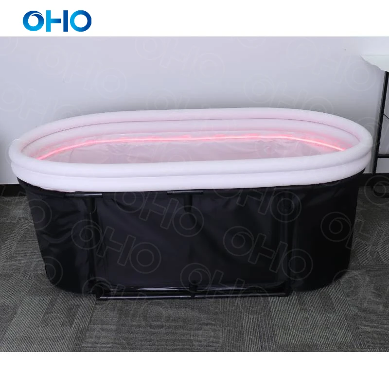 OHO 2024 New Trend Double Air Ring Portable Ice Bath Tub with red light Factory Direct Sale can Custom size logo