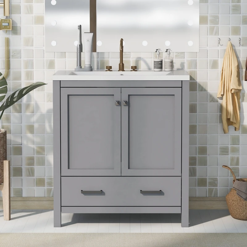 white and light grey vanity plywood bathroom cabinet in high quality bathroom vanity with sink 30 inch