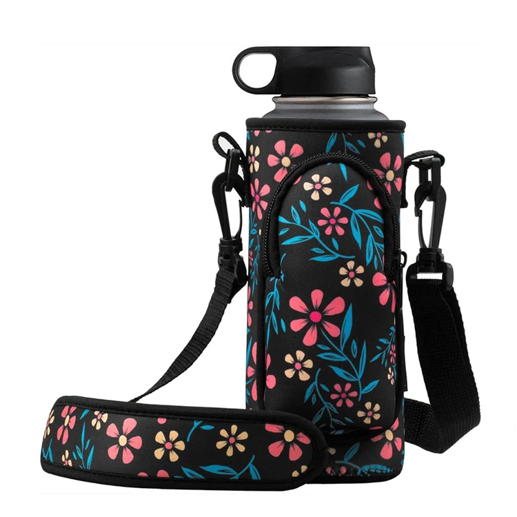 Hot Selling 64 oz Neoprene Large Bottle Cover Cooler Sleeve Insulator Carrier Bag Water Bottle Holder with Shoulder Strap