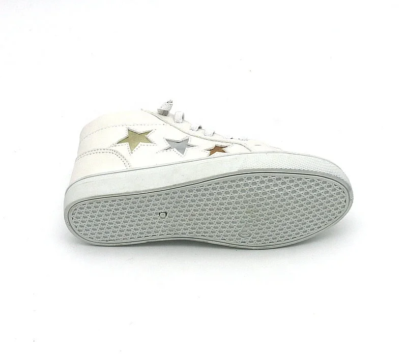 Zipper Closure Faux Leather Upper Three Stars Trim Comfortable Popular High Top Girls Sneakers
