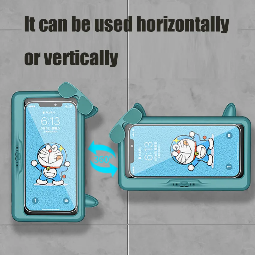 Shower Phone Holder Waterproof Anti-Fog Touch Screen Wall Mount Phone Holder for Shower Bathroom Mirror Bathtub