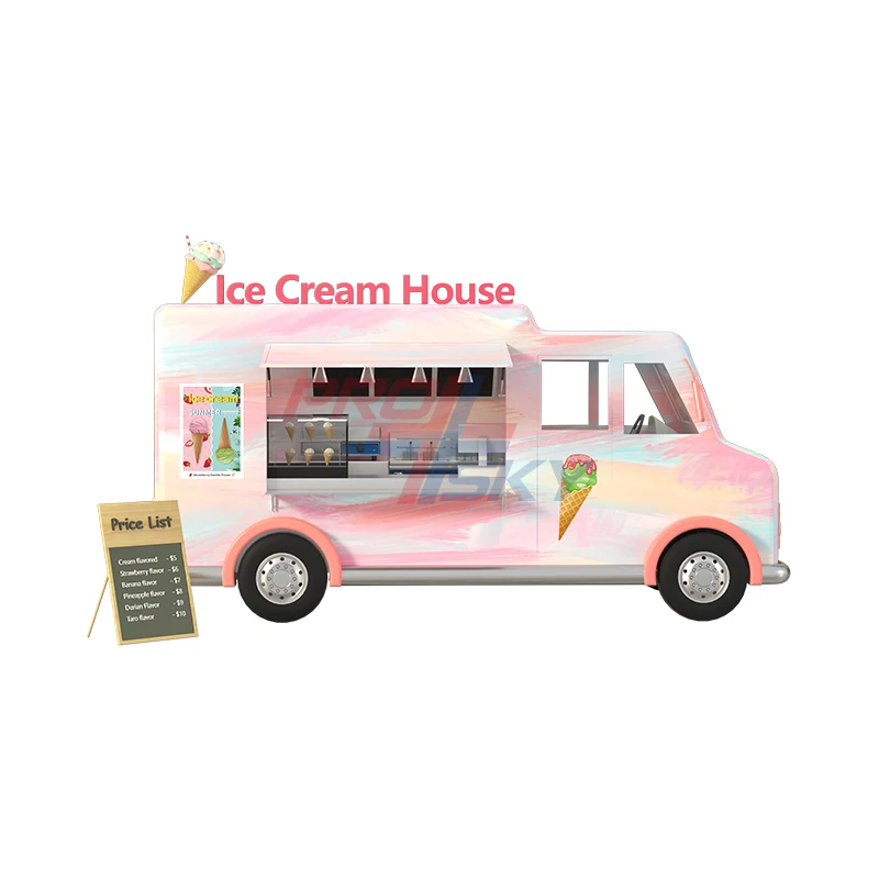 Prosky New Catering Vehicle Mobile Kitchen Food Cart Stainless Steel Mobile Ice Cream Trailer Tuk Tuk Street Food Truck