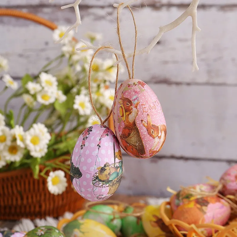 Hot selling Easter egg hanging creative woven basket Easter egg decoration scene layout
