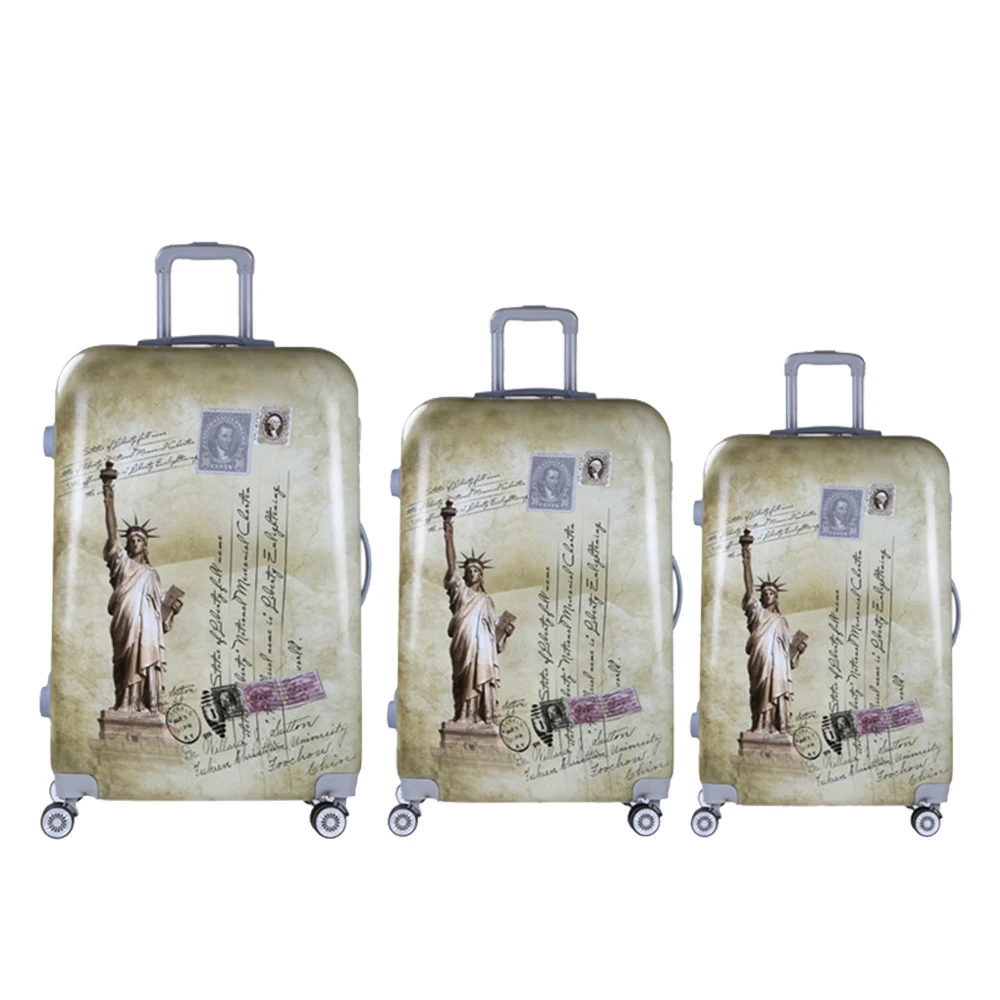 Китайский поставщик, 3 шт., чемоданы на колесиках из поликарбоната, наборы чемоданов с 4 спиннером, 360 градусов, Whe