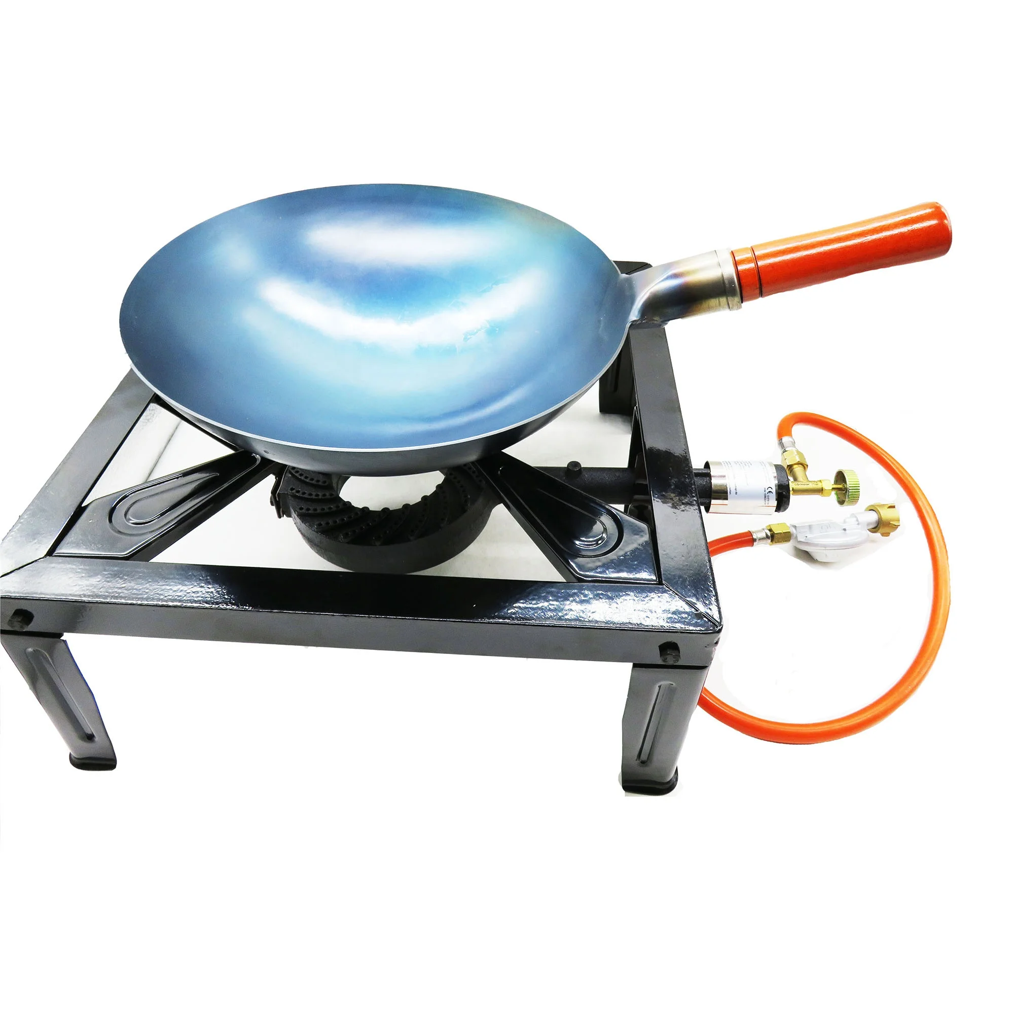 Chinese Hammered Carbon Steel Japanese Iron Wok Pan with wood handle