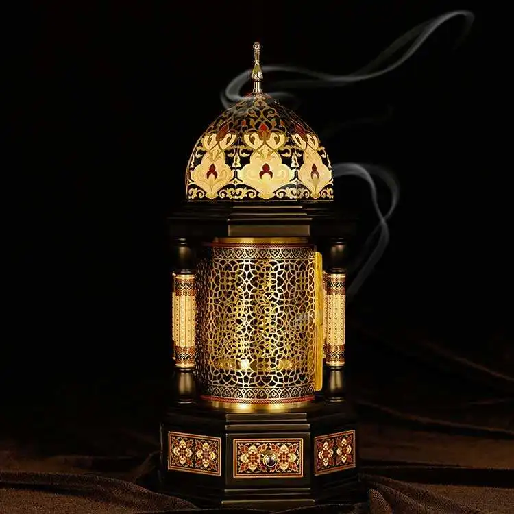 Hot Sale Middle Eastern Arab incense burner elegant religious Essential oil Incense Burner wood & Copper bukhoor burner