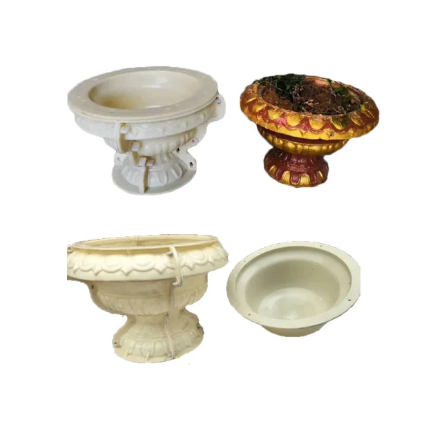 RF concrete big flower pot silicone moulds precast fibreglass planter pot moulds