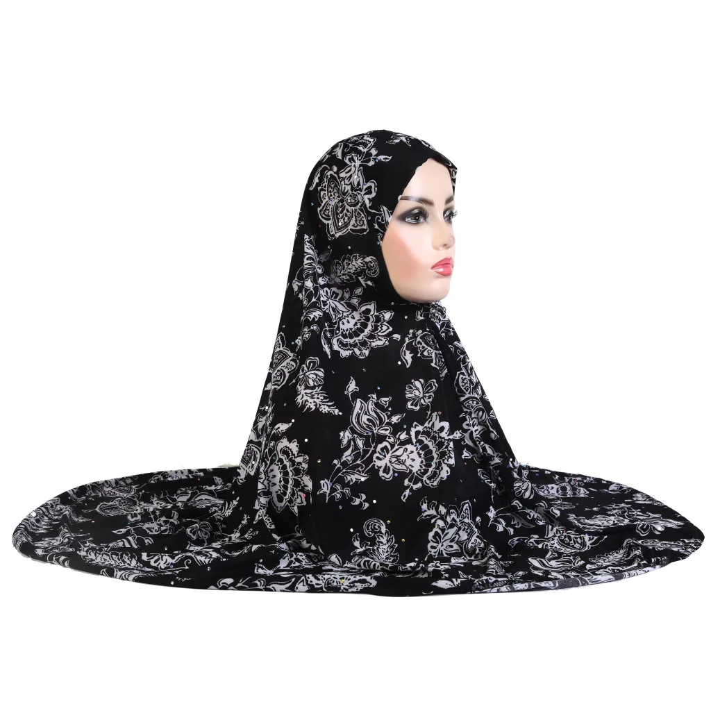 New Ribbed Jersey Malaysia Hijabs Scarf Crepe Hot Selling Printed Instant Hijab