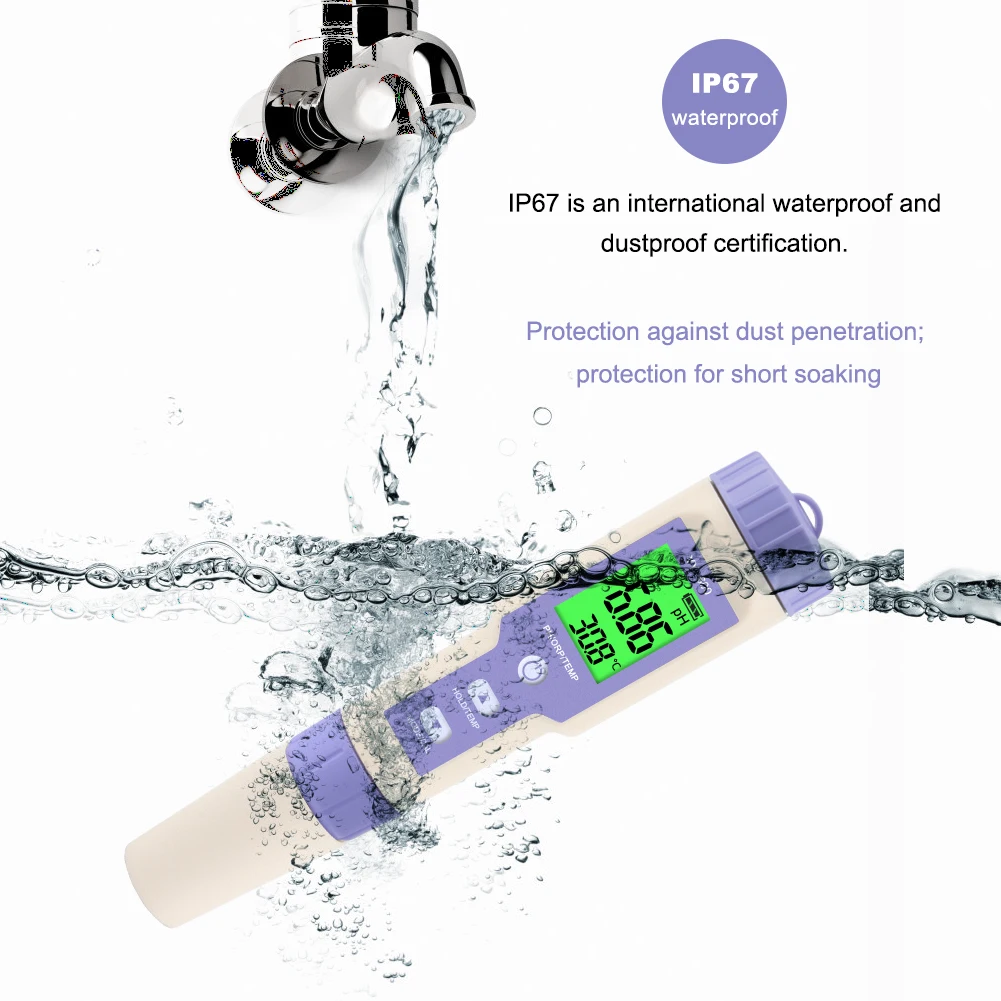 PH pen tester for water 3 in 1 aquarium ph meter PH/ORP/TEMP water quality tester for swimming pool
