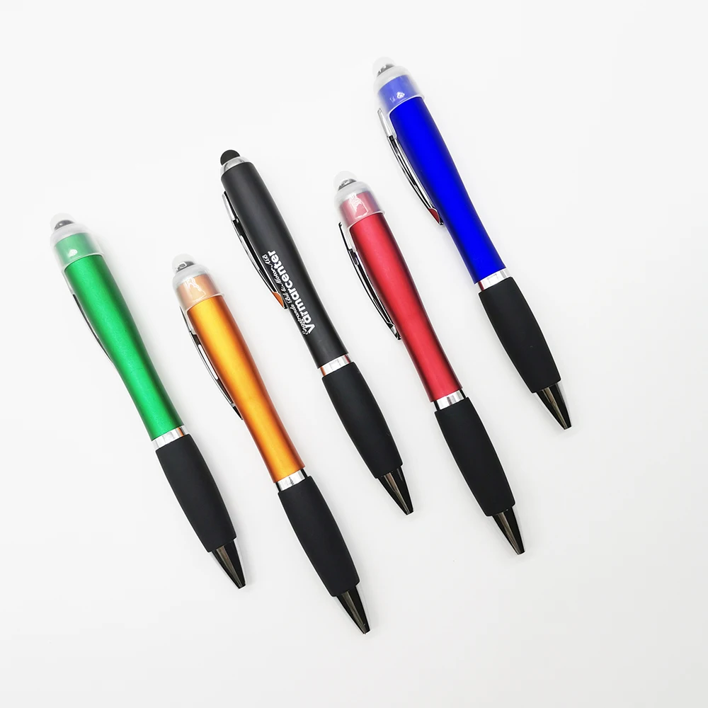 Plastic Promotional Gift LED Light up Touch Screen Pen Custom Laser Logo Stylus Ball Pen