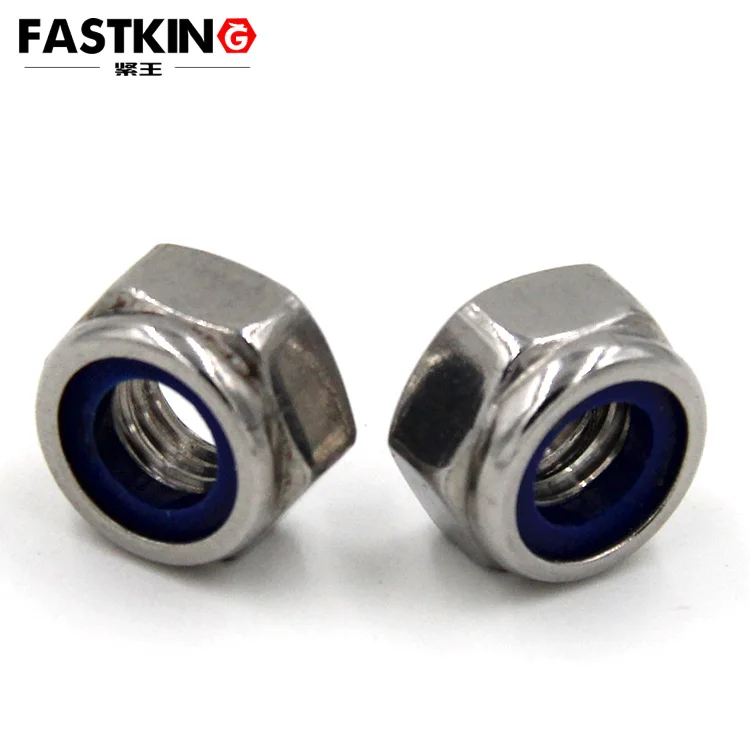 DIN985 ss 304 nylon lock nut M3-M27 nylon self lock nut half thread hex bolt and nut