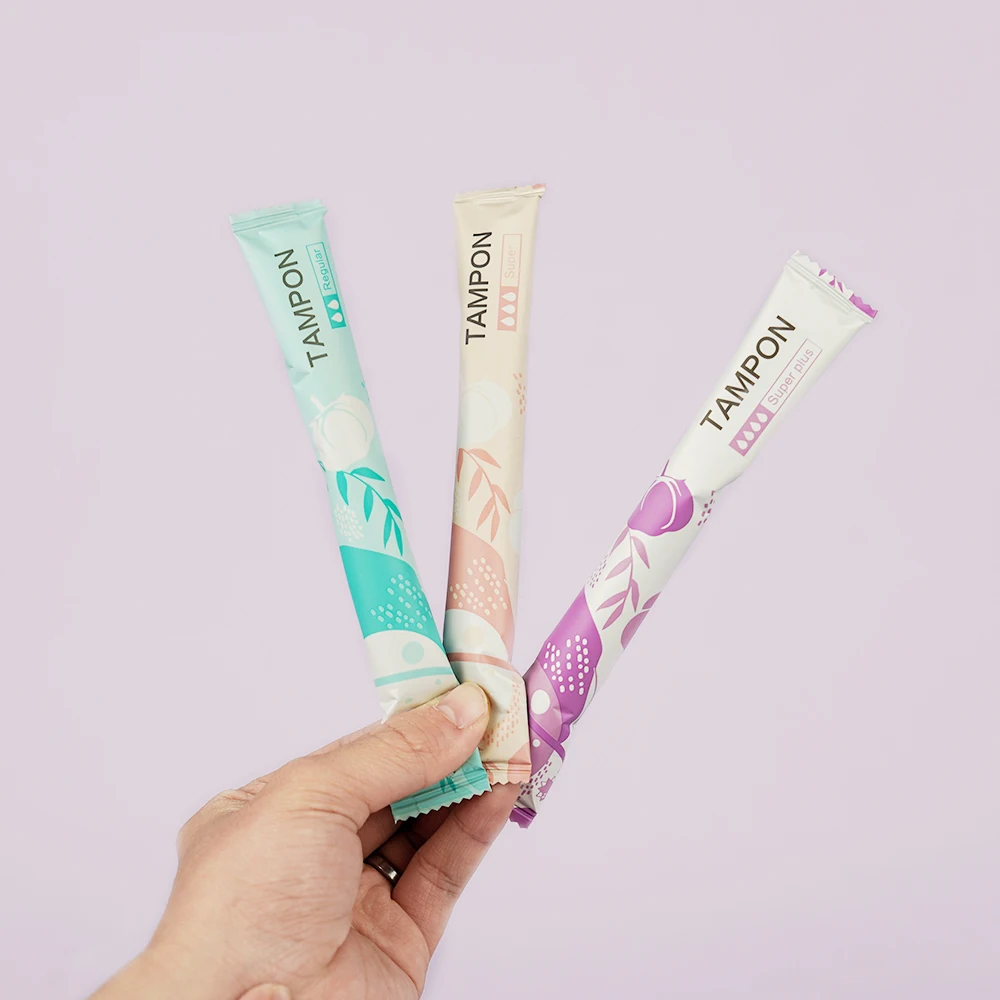 natural OEM disposable organic cotton clean point tampons with plastic applicator organic tampons