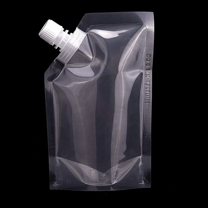 50ML 100ML 200ML 250ML 500ML OEM service printed clear drink liquid stand up pouch with spout