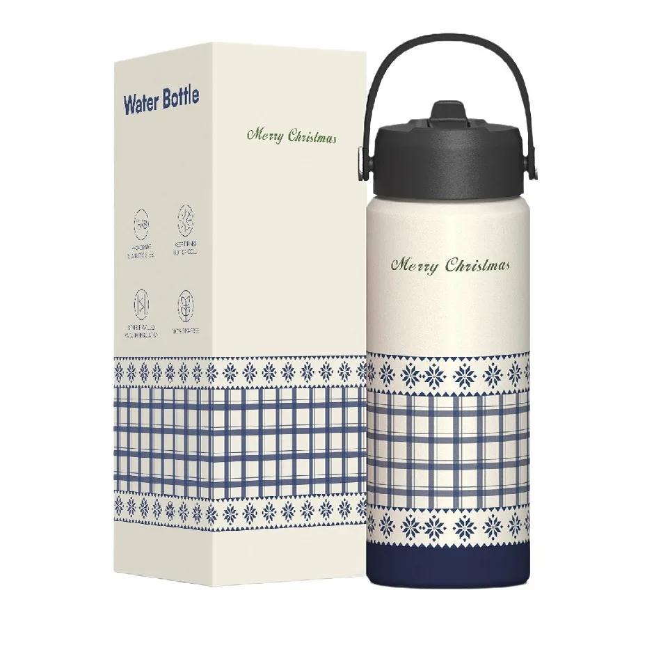 Christmas gifts Eco friendly products 2025  double wall design stainless steel insulated thermos with handle lid