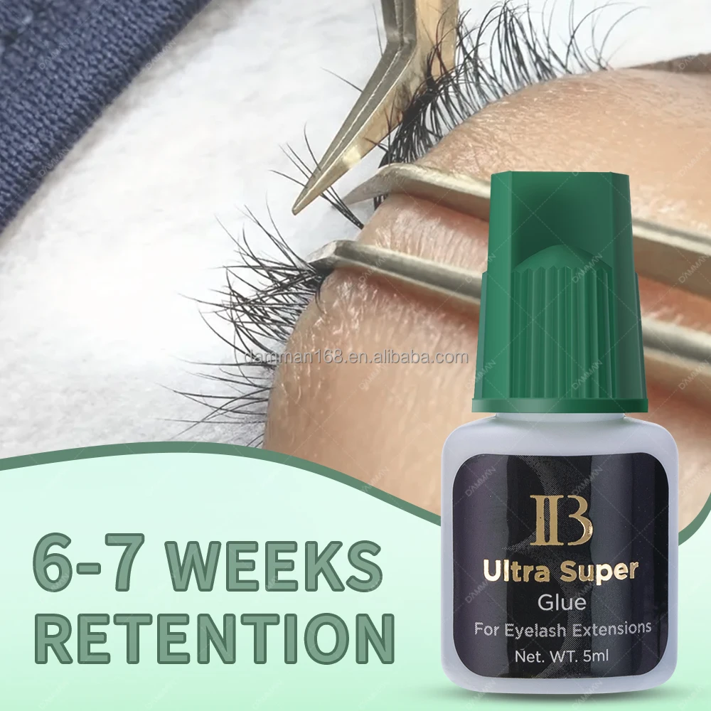 Original IB Authorized Store I Beauty IB Green Cap Glue 1 Sec Fast Dry 6-7 Weeks Retention 5ml IB Ultra Super Glue Adhesive