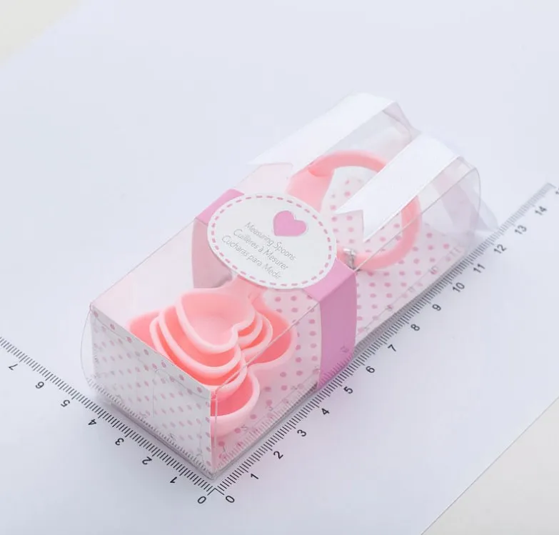 Пластиковые мерные ложки в форме сердца подарочной коробке для детского душа Свадебная вечеринка