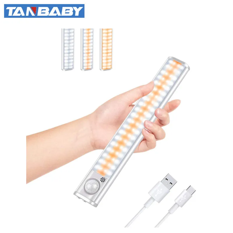 
Tanbaby portable PIR 22CM 80 LEDs under cabinet light with 3 light color adjustable 