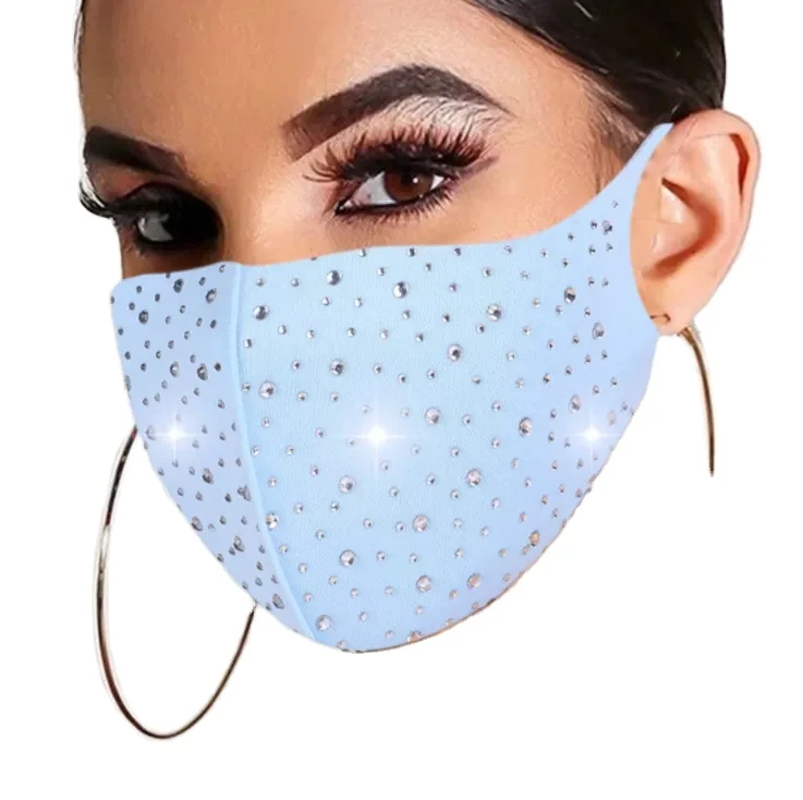 Anti-pollen Crystal Masquerade Face Jewelry Women Party Accessories Fashion Fishing Net Metal Rhinestone Mask Sequined style