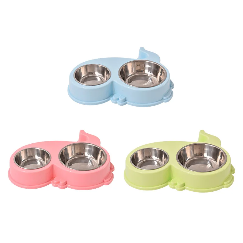 2021 New Monochrome Pet Supplies Cat and Dog Feeder Double Bowl Water Feeding Separate Detachable