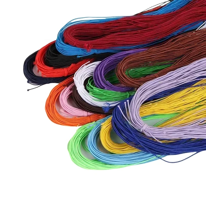 Full Colorful Factory Price Elastic Rope Elastic Cord Polyester Spandex High Elastic 1mm Jacquard White Black Elastic Band
