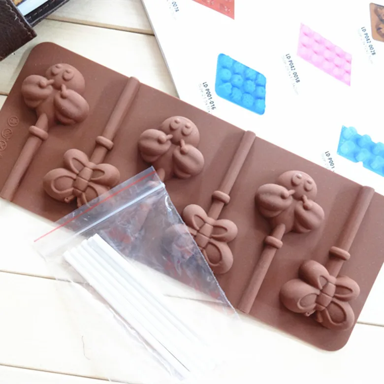 Wholesale Bpa Free Food Grade Easy Off Silicone Cake Chocolate Lollipop Mold For Kids Handmade Lollipop Mold Set