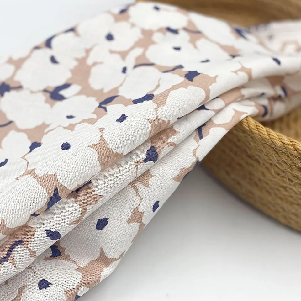 Wholesale custom summer forest blooms flowers nishat block digital printed linen lawn fabric